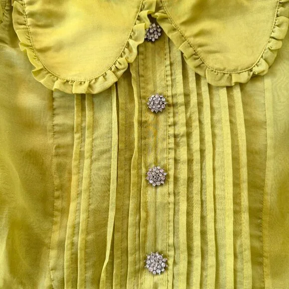 ANTHROPOLOGIE'S Maeve Peter Pan Collar Sheer Pintuck Babydoll Tank - Picture 6 of 9